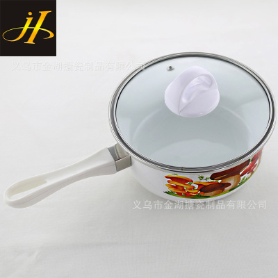 Enamel Single Handle Stew Pot Soup Pot Milk Pot Pot Traditional Chinese Medicine Equipment Instant Noodles Suitable for 18cm Caliber Enamel Pot