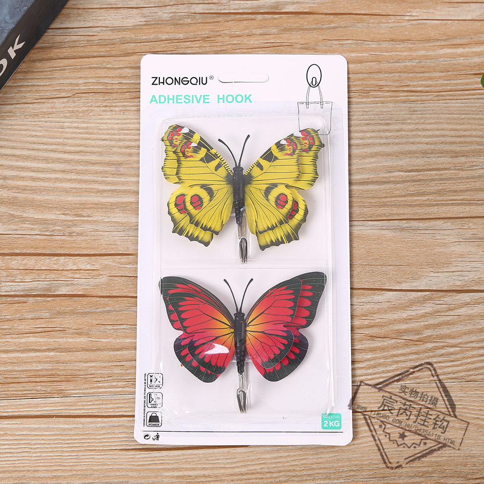 创意时尚挂钩仿真蝴蝶立体宿舍客厅电视背景装饰粘钩浴室墙壁挂钩