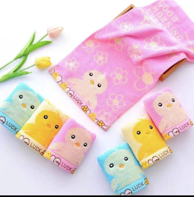 Children Face Towel Pure Cotton Absorbent Chicken Cartoon Cute Baby Bath Small Tower Children Face Wiping Towel