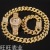 Hot Cuban Link Chain Hip Hop Men's Bracelet Necklace Watch Three-Piece Suit Retro Easy Matching Diamond-Embedded Watch