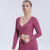 Amazon Yoga Clothes Bubble Top Cross Slim Sexy Navel Solid Color Yoga Long Sleeve Women