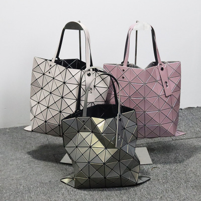 Sanzhai Same Style Bag Women's Geometric Diamond Quilted Handbag Internet Celebrity Folding Shoulder Bag Fashion Japan and South Korea Large Capacity Bag