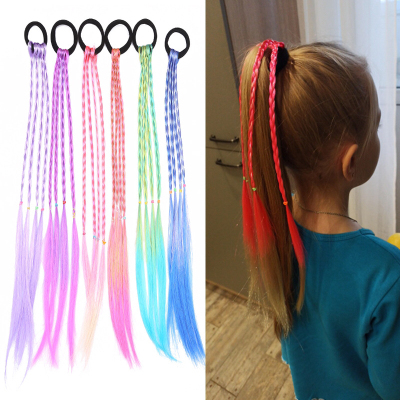 Cute Girl Colorful Wig Hair Rope Princess Twist Braid Elastic Hair Band Horse Tail Headwear Fashion Children Hair Accessories