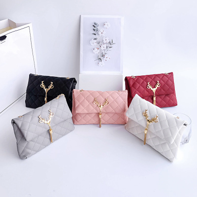 Women's Bag 2021 New Fashion Rhombus Chain Bag Deer Decoration Women's One Shoulder Crossbody Bag Cross-Border Batch