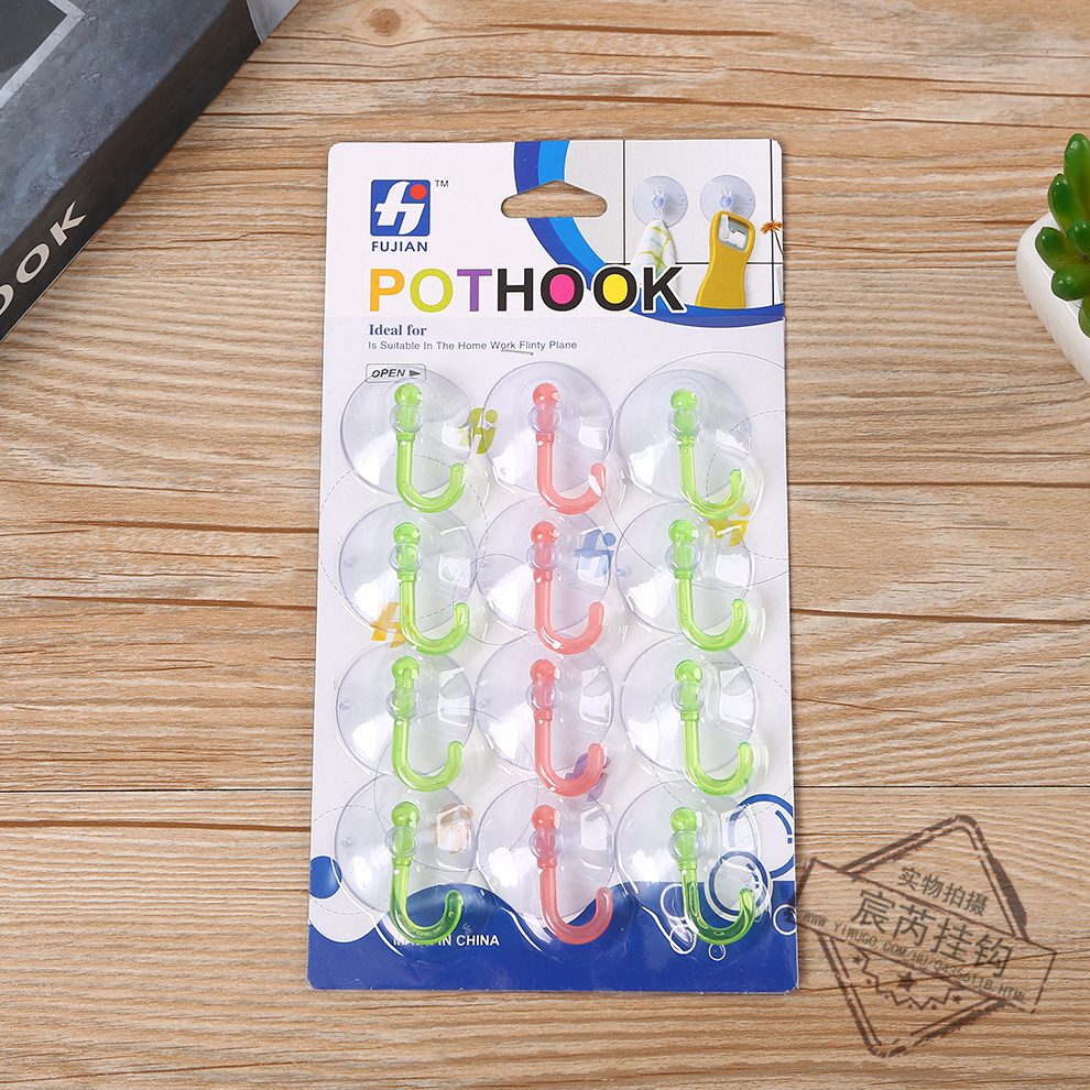 厂家直销透明塑料钩挂钩吸盘塑料PVC透明免穿孔粘钩厨房浴室玻璃