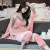 Gold Velvet Pajamas Women's Autumn and Winter New Sexy Lace Sling Nightgown Three-Piece Long-Sleeved Homewear with Chest Pad