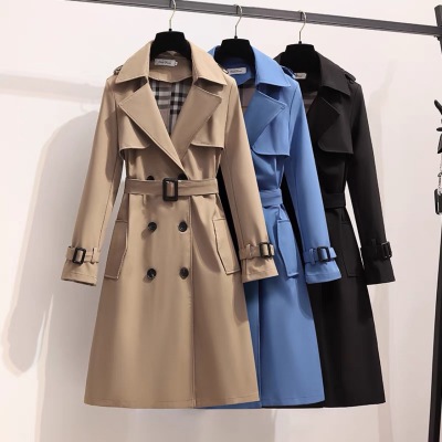 Trench Coat Women's Mid-Length 2021 Autumn and Winter New Korean Style Small Popular British Style below-the-Knee Coat Fashion Coat