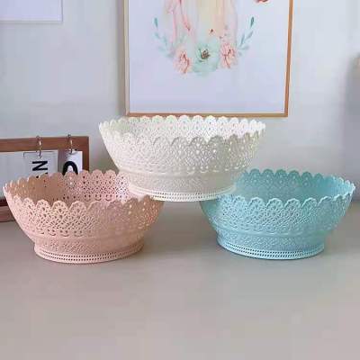 Stall Supply Creative Candy Color Hollow Lace Fruit Vegetable Basket Candy Snack Dish Dried Fruit Tray Storage Basket