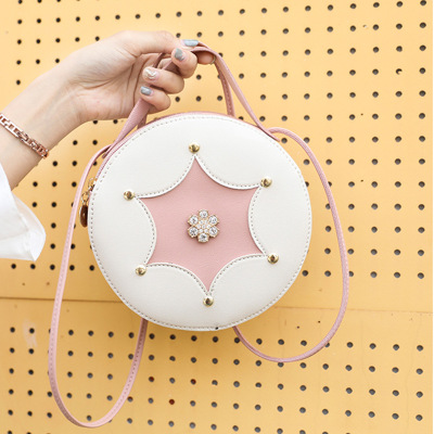 Guangzhou Women's Bag 2020 Korean Style New Online Influencer Fashion Diamond Small round Bag Casual All-Match Shoulder Messenger Bag