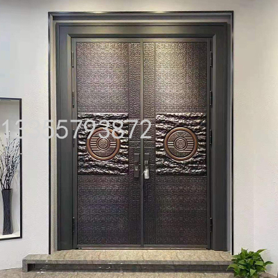 Xingyu Steel Door Double Door Home Entrance Door Imitation Copper Door Villa Door Chinese Style Secutity Door