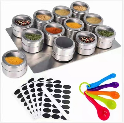 Magnetic Visual Stainless Steel Spice Jar Barbecue Kitchen Supplies