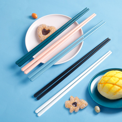 Ceramic Chopsticks Household Parent-Child Gift Box Macaron Glaze Healthy Mildew-Proof Non-Slip High Temperature Resistant Gift Set