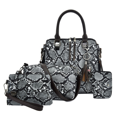 Women's Handbag 2021 New Fall Winter Fashion Snake Pattern Shoulder Messenger Bag 4-Piece Set