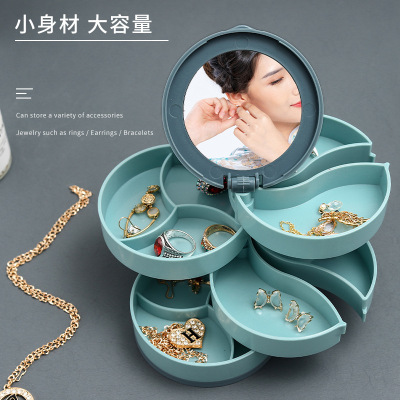 Large Capacity Rotating Jewelry Box Necklace Ear Stud Earrings Earrings Ring Ornament Internet Celebrity Same Multi-Layer Storage Box