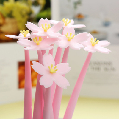 New Soft Rubber Flower Gel Pen Beautiful Water-Based Paint Pen Girl Heart Series Creative Stationery Student Office Supplies