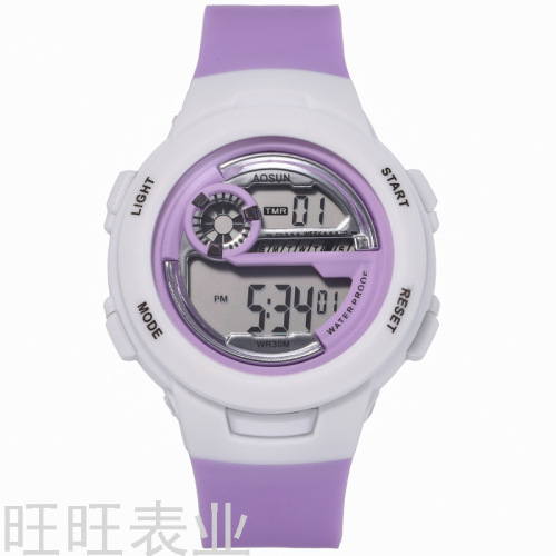 2021 autumn new silicone multi-functional round simple pin buckle digital plastic leisure universal children‘s electronic watch