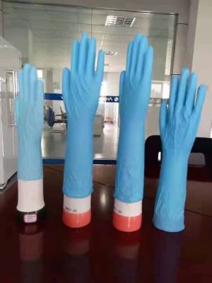 Non-Medical Disposable 16-Inch Blue Nitrile Gloves Oilproof and Abrasion Resistant SML Export Factory Direct Sales