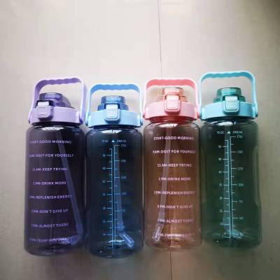 Oversized Capacity Water Cup Female with Straw Scale 2000ml Sports Net Red Military Training Summer Water Bottle Plastic Kettle