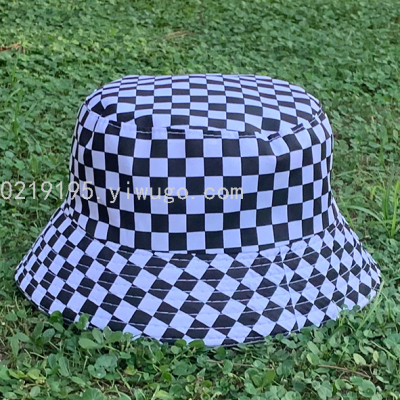 Double-Sided Black and White Printed Adult/Child Blue Bottle Cap/Sun Hat