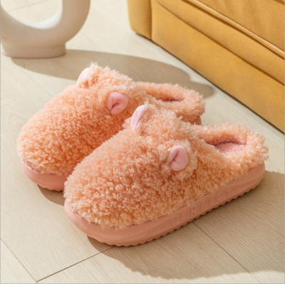 Thick-Soled Cotton Slippers Men's Home Autumn and Winter Warm Home Non-Slip Indoor Velvet Women's Slippers Men's Winter