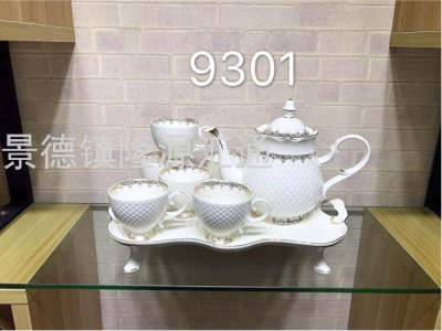 Ceramic Water Set Coffee Cup Coffee Pot Ceramic Pot Cup and Saucer European Water Containers Gift Promotion Wedding