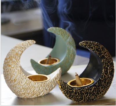 Arabian Zhai Moon Crescent Resin Censer Middle East Table Decoration Aromatherapy Furnace