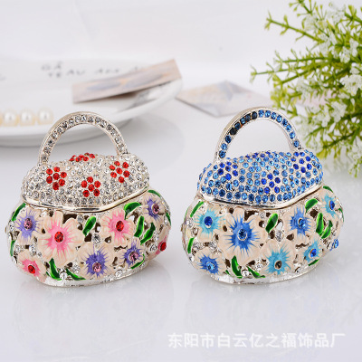 Enamel Painted Amazon Supply Factory Direct Sales Alloy Jewelry Box Metal Crafts Decoration Inlaid Jewelry Box