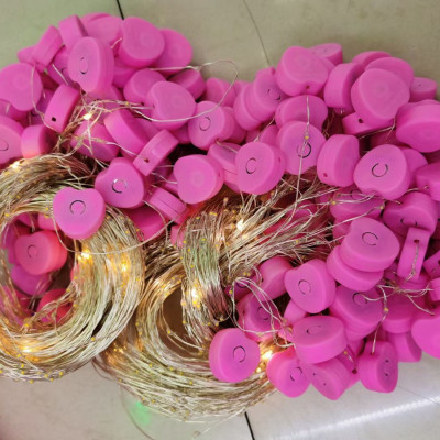 Peach Heart Colorful Warm Light Christmas Headband Bouquet Gift Cake Flower Decoration Button Battery Copper Wire Led String Lamp