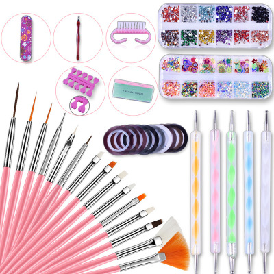 Beizimeijia 10-Piece Set Artificial Nails Acrylic Double-Headed Diamond Pen Nail File Manicures Decoration Manicure Implement