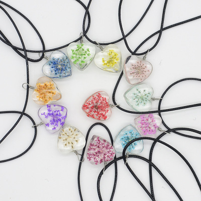 20mm Love Time Stone Real Flower Necklace Snow Flower Beads Scenic Ornament Lace Flower Starry Sky Mori Girls