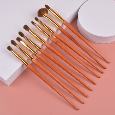 Beizi 9 PCs Wooden Handle Makeup Brush Set National Style Eye Shadow Brush Powder Foundation Brush Full Set Spot Factory Direct Supply