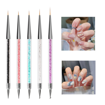Manicure Implement 5 Double-Headed Diamond Pen Set Nail Ornament Painted Cable UV Pen Acrylic Decoration