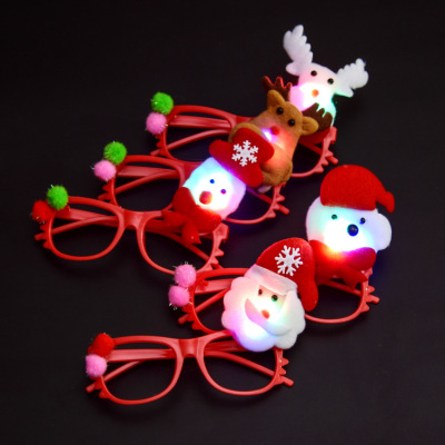 Christmas Hot Sale Glowing Christmas Glasses Christmas Decorations Cartoon Glasses Frame Small Gifts Toy Glasses