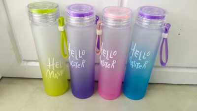 Gradient Color Plastic Cup Portable Ladies Handy Cup Creative Lemon Frosted Colorful Korean Style Student Cup