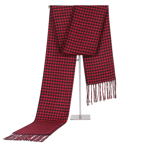 new autumn and winter european and american houndstooth business casual men‘s scarf cross-border men‘s tassel cashmere-like warm scarf