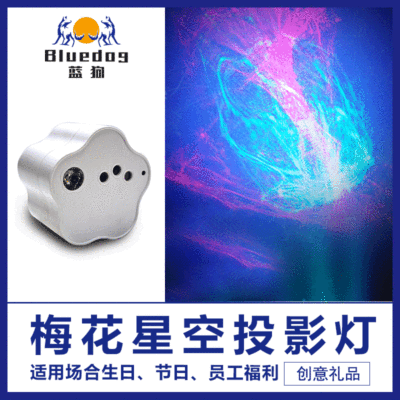 Led Plum Blossom Starry Sky Projection Lamp USB Bedroom Atmosphere Water Pattern Colorful Laser Light RGB Three Colors Small Night Lamp