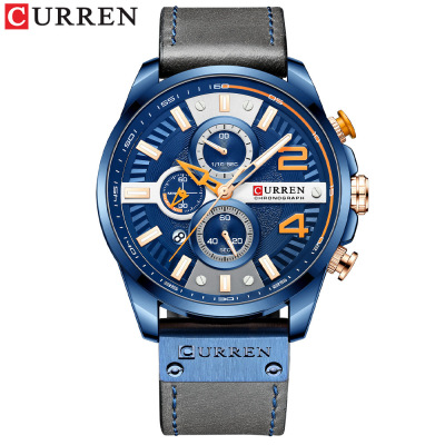 Curren 8393 Men's Watch Calendar Belt Men's Watch One Piece Dropshipping Six-Pin Watch