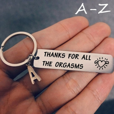 Thank You for... All Orgasms Couple Christmas Stainless Steel Key Ring 26 Letters Customization