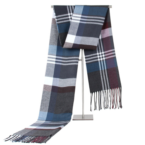 new european and american cashmere-like warm men‘s scarf middle-aged and elderly striped plaid men‘s scarf gift factory direct sales