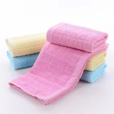 Pure Cotton Towel Plain Color Face Cloth Adult Soft Water-Absorbing Cotton Couple Face Wiping Towel Back Present Towel Plaid