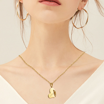 Qixi Love Accessories Love Simple Stainless Steel Pendant Wholesale 18 Gold Titanium Steel Necklace for Women Niche Design