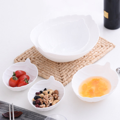 Dinbao Chinbull Centrifugal Leaf Bowl White Jade Porcelain Creative Bowls and Dishes Soup Bowl Noodle Bowl Salad Bowl