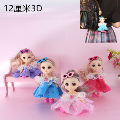 Factory Wholesale Fashion Barbie Doll Keychain Handbag Pendant 12cm Simulation Eye Doll Children's Toy