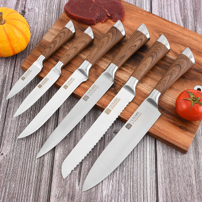 Kitchen Knife Set Foreign Trade Knife Hollow Handle Chef Knife Bread Knife Dual-Purpose Knife Boning Knife Fruit Knife Universal Knife