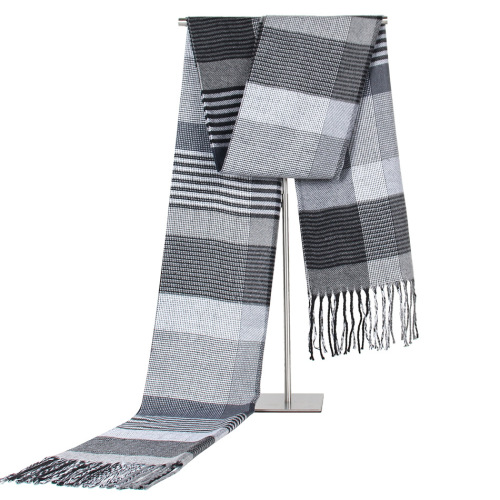 New Autumn and Winter Korean Plaid Middle-Aged and Elderly Men‘s Scarf Men‘s Cashmere-like Warm Scarf Gift