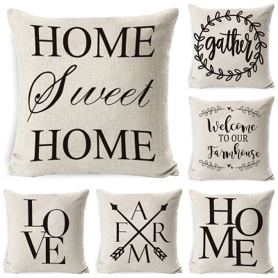 Simple Nordic style linen Valentine's Day pillow cover letter printing series sofa pillow cover