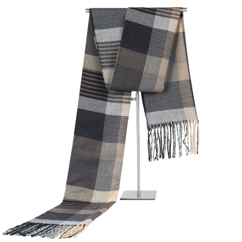 New Autumn and Winter Korean Plaid Middle-Aged and Elderly Men‘s Scarf Men‘s Cashmere-like Warm Scarf Gifts