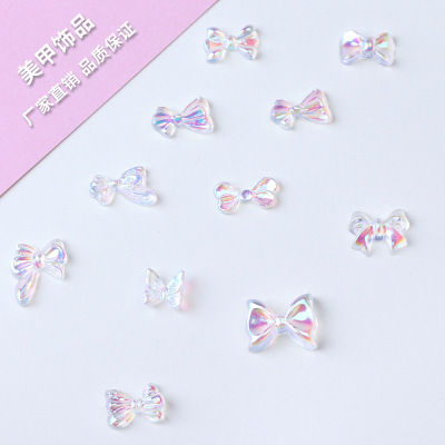 Fairy Aurora Bow Nail Ornament Xiaohongshu New Ice Transparent Three-Dimensional Factory Direct Supply Nail Ornament