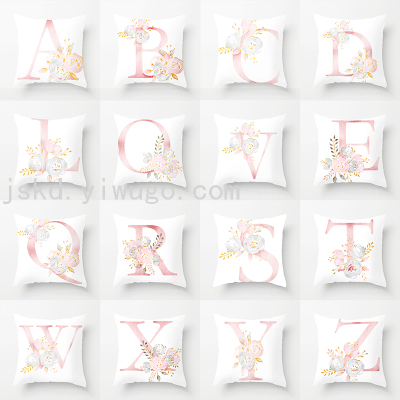 Pink Letters Sofa Pillow Cases Ins Nordic Style Throw Pillowcase Peach Skin Fabric Cushion Cover Amazon Hot Home