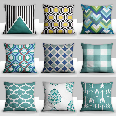 Soft Skin-Friendly Comfortable Home Bedroom Living Room Backrest Pillow Simple and Fresh Geometric Plaid Pillow Custom